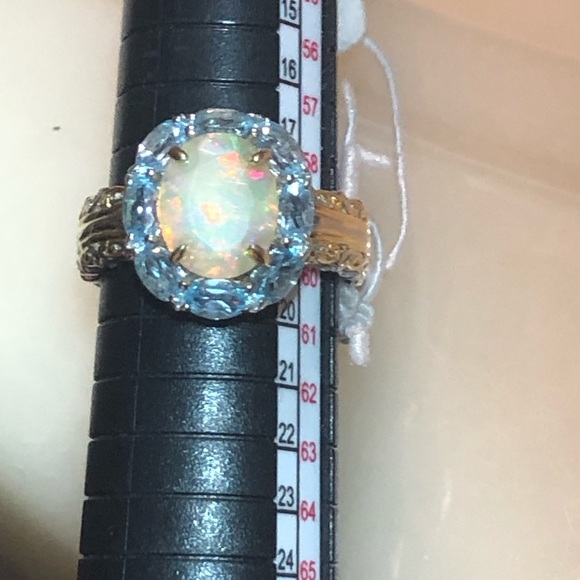 🐬MARKDOWN SALE111 NWT Gems enVogue PalladiumSilver Opal&Topaz Ring - Picture 8 of 16